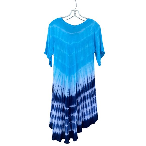 Zury women’s One Size OS Rayon blue tie dye flowy dress Made in India - Picture 10 of 11